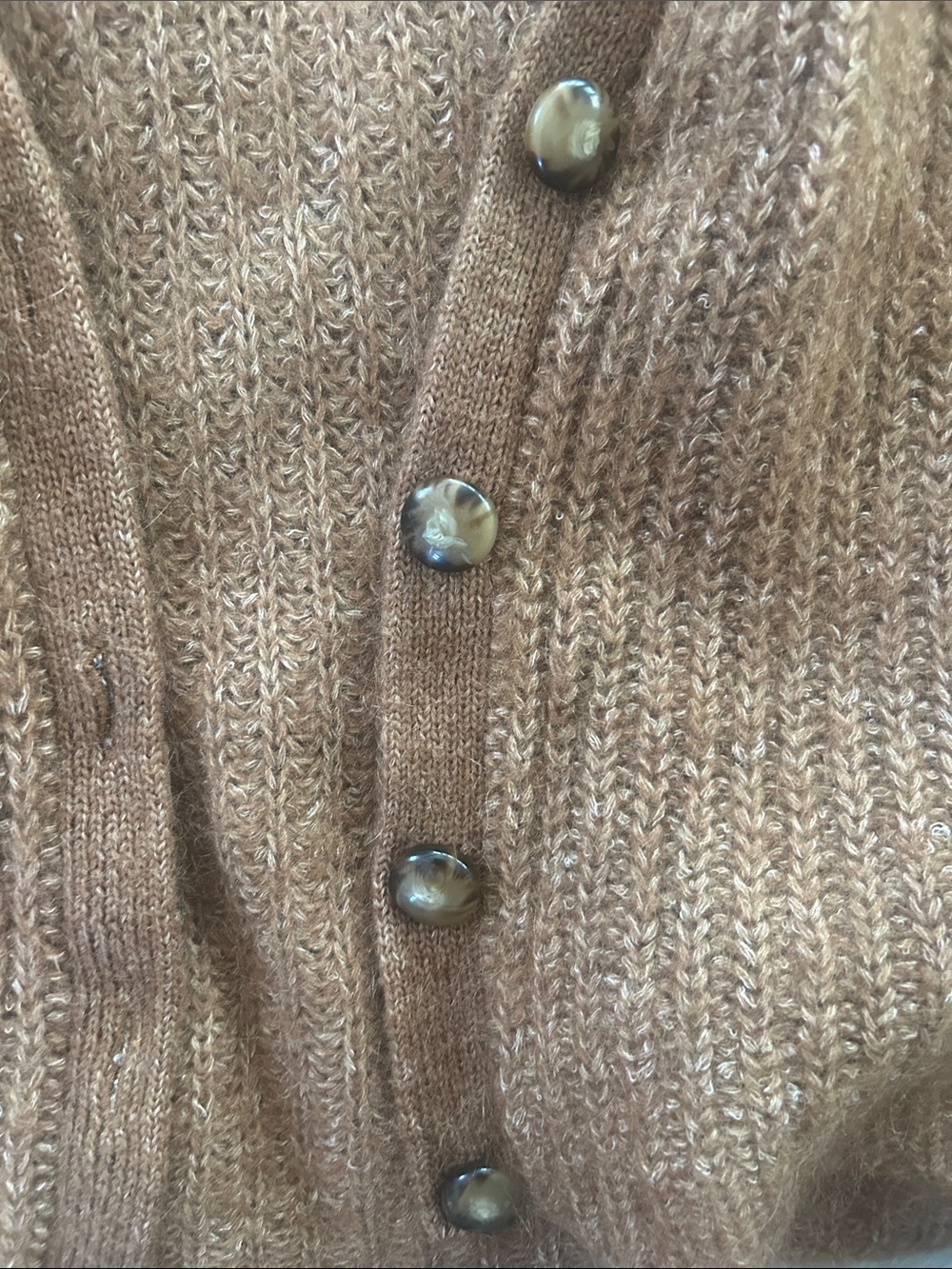 NWOT Sézane Basile Cardigan in Mottled Camel Brown Sz M - Picture 3 of 10